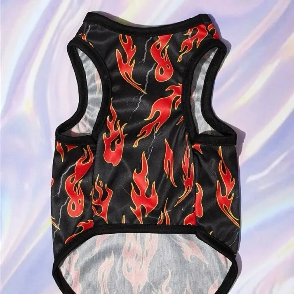 🎈Red Flame Biker Dog Tank Shirt
